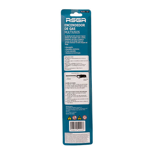 Encendedor de gas multiusos ASGA Verde - Paquete de 10 piezas
