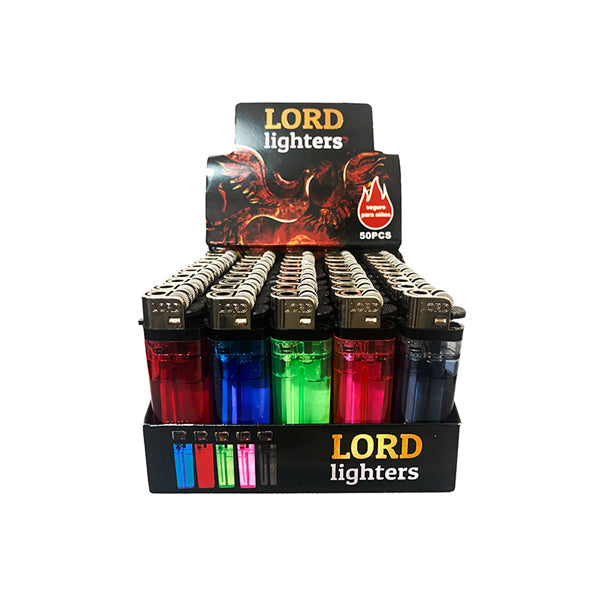 Encendedores LORD Surtidos Flama Ajustable con Seguro Infantil - Caja con 50 piezas